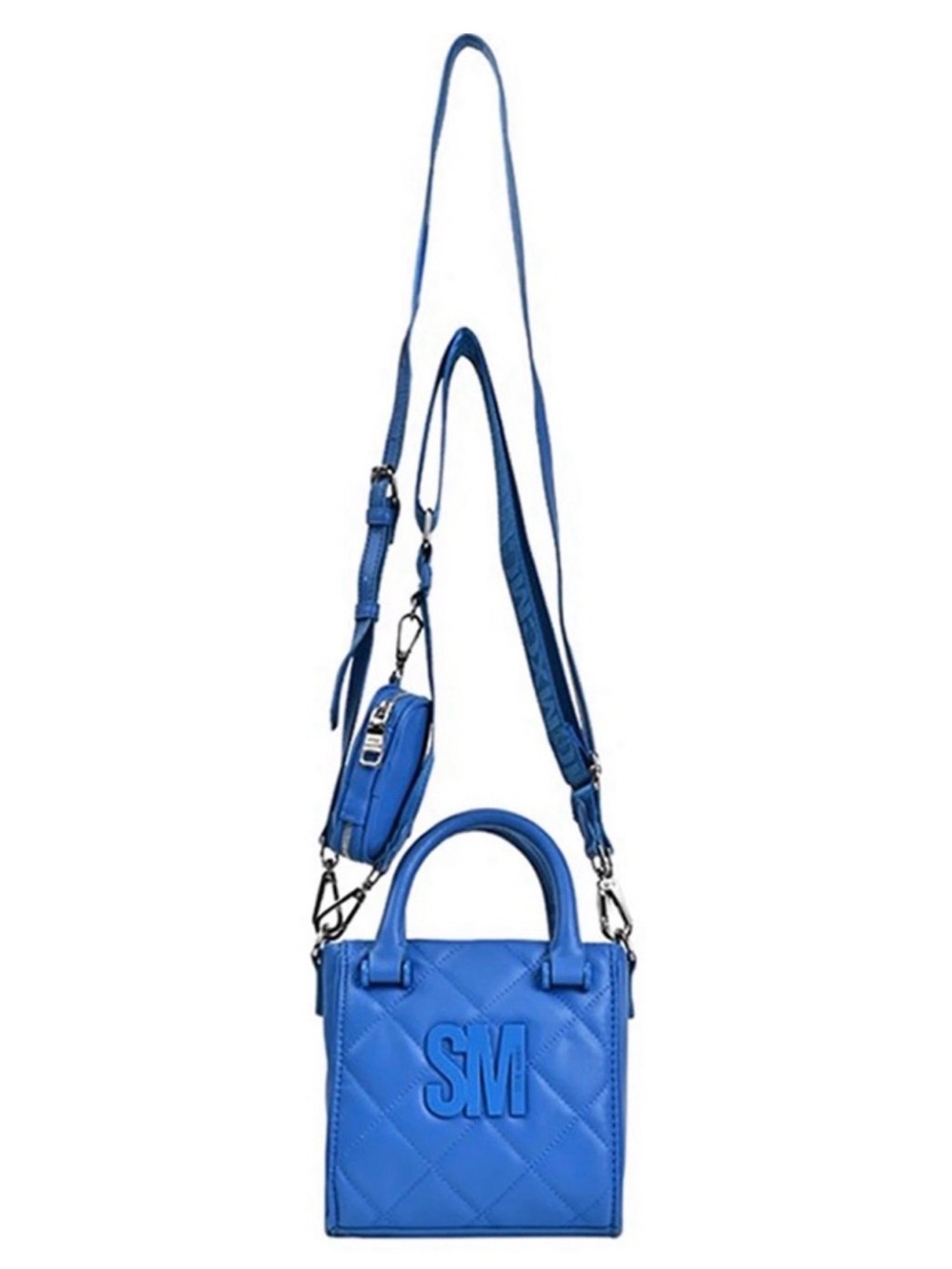 Steve Madden Blue Quilted Mini Tote Crossbody Bag with Removable Strap